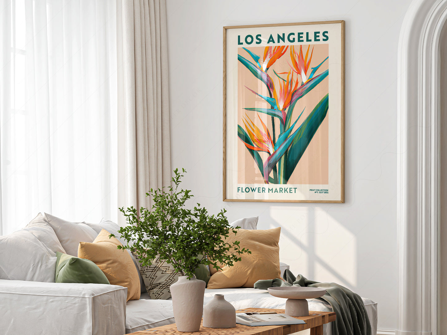 Flower Market Los Angeles, Famous City Poster, Gift Idea, Floral Wall Art