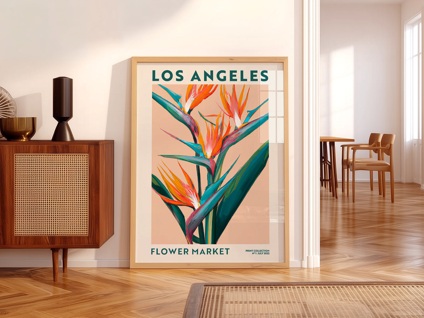 Flower Market Los Angeles, Famous City Poster, Gift Idea, Floral Wall Art