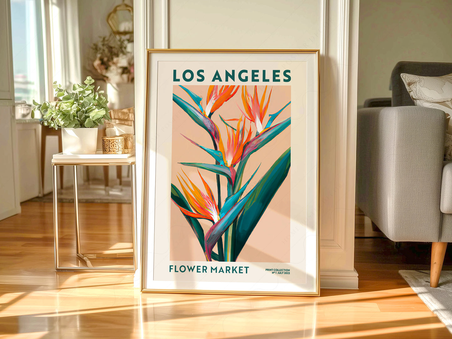 Flower Market Los Angeles, Famous City Poster, Gift Idea, Floral Wall Art
