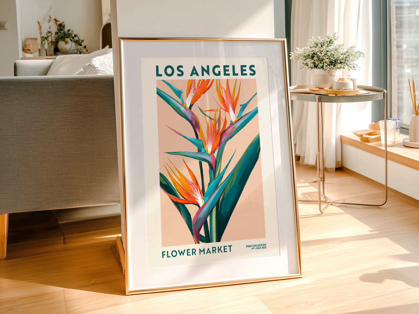 Flower Market Los Angeles, Famous City Poster, Gift Idea, Floral Wall Art