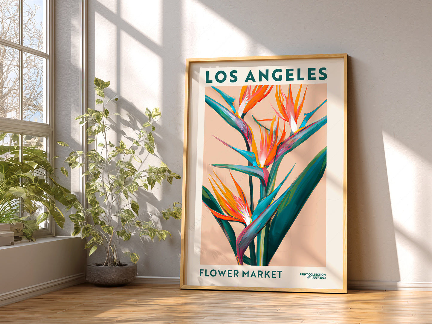 Flower Market Los Angeles, Famous City Poster, Gift Idea, Floral Wall Art
