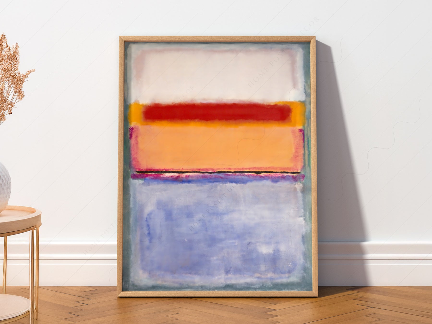 Mark Rothko Untitled Color Field print styled in a mid-century modern dining room