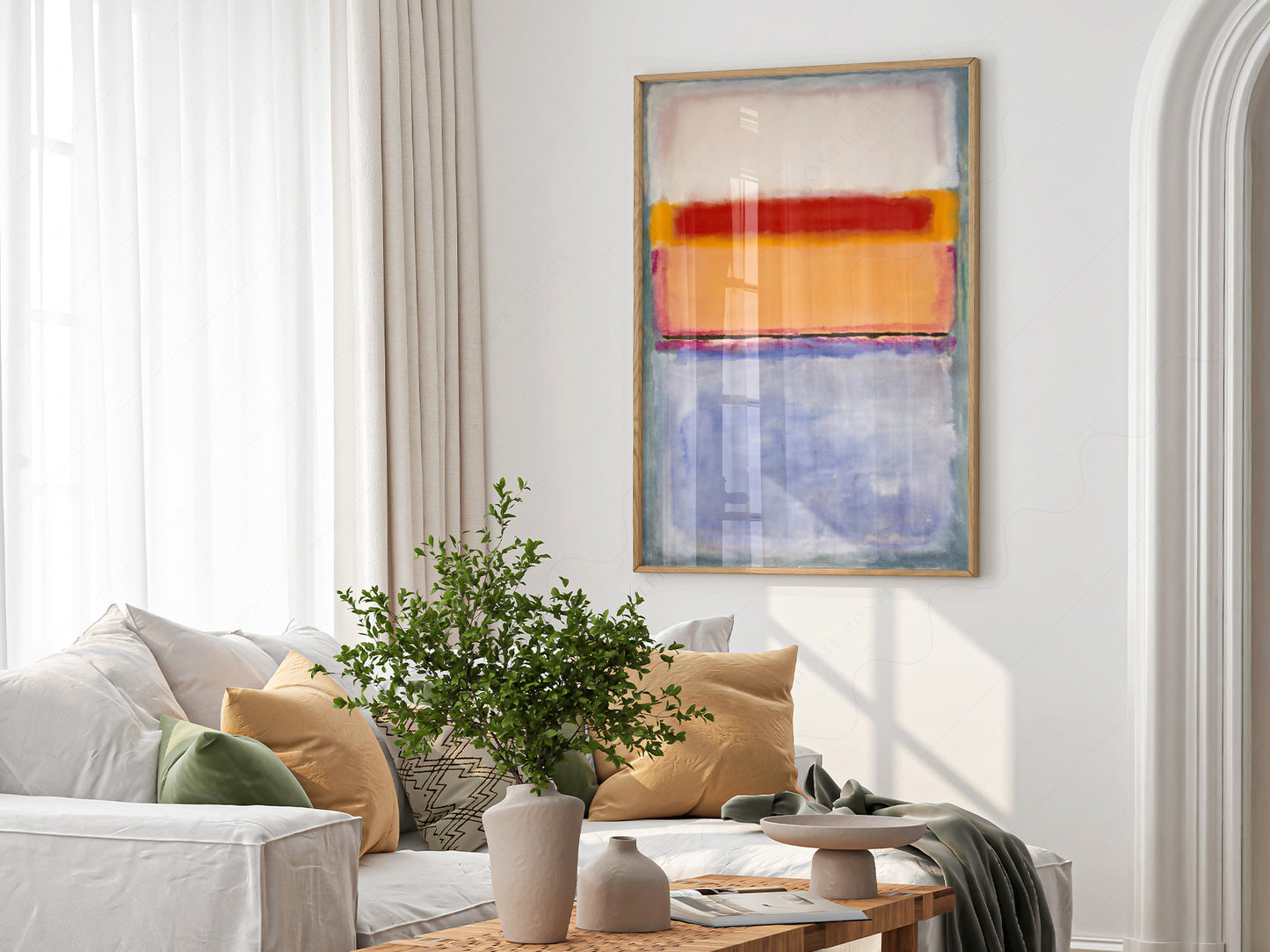 Mark Rothko art print as wall decor in a minimalist home office