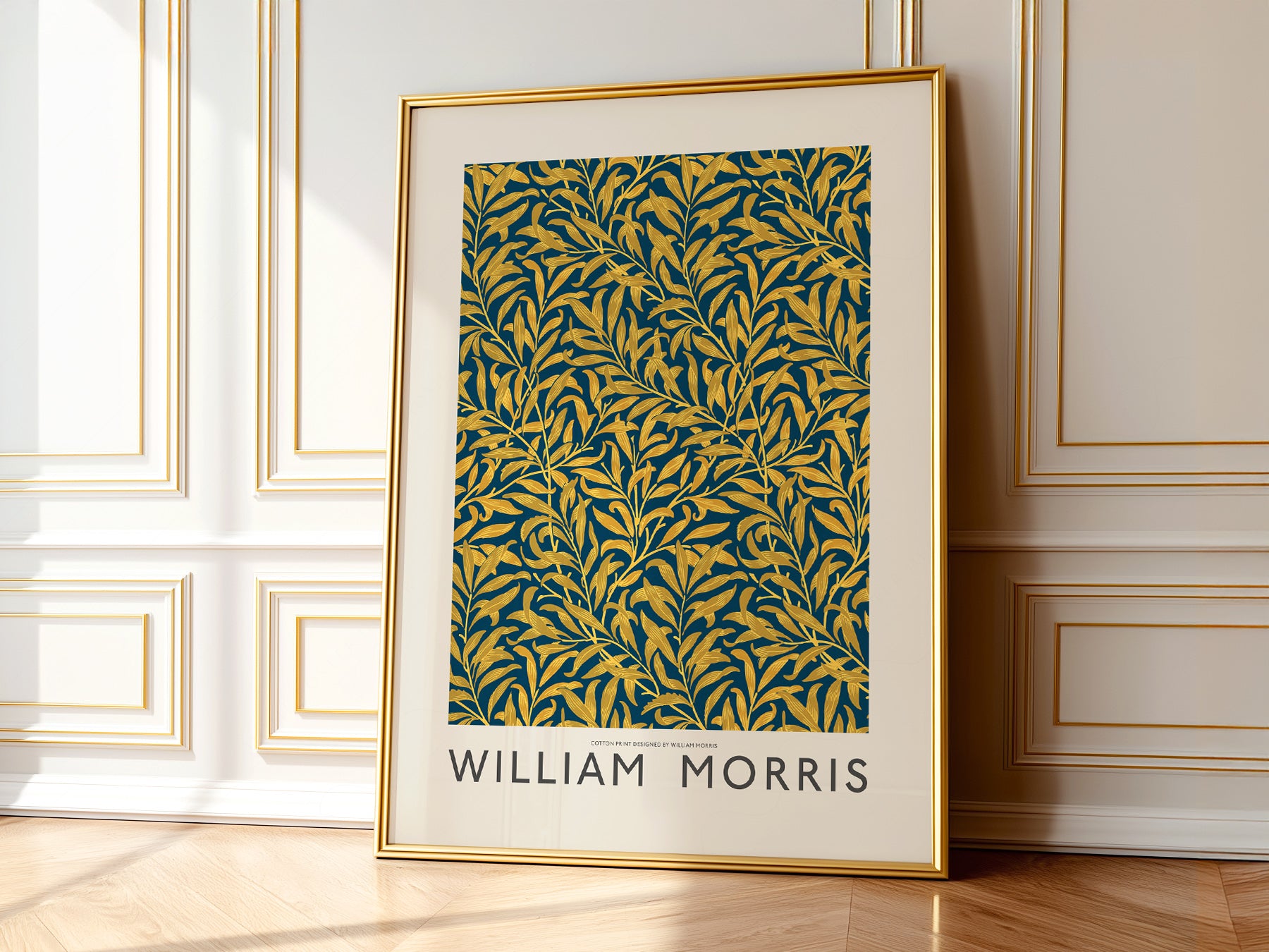 William Morris Willow Bough as a statement piece in an eclectic gallery wall