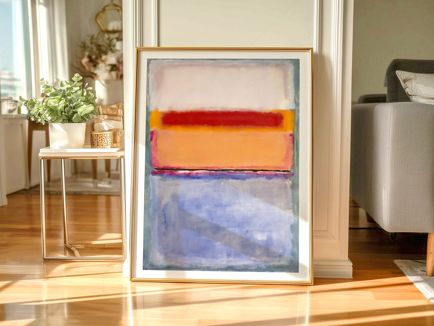 Mark Rothko art print styled in a Scandinavian bedroom