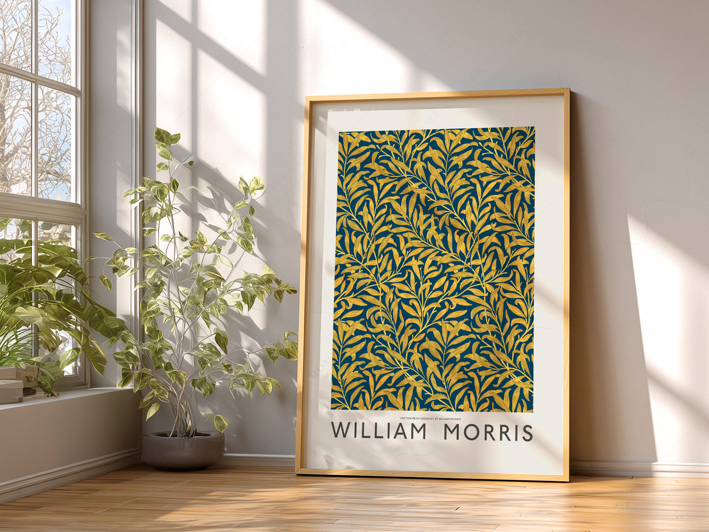 William Morris Willow Bough in a light-filled Japandi-inspired living space