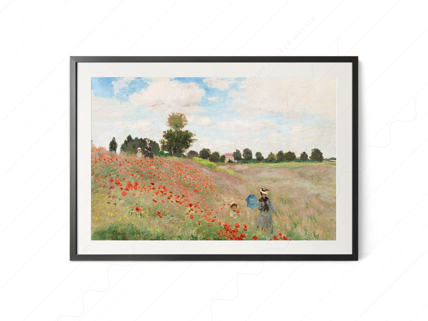 Gallery wall featuring Claude Monet The Poppy Field near fine art print