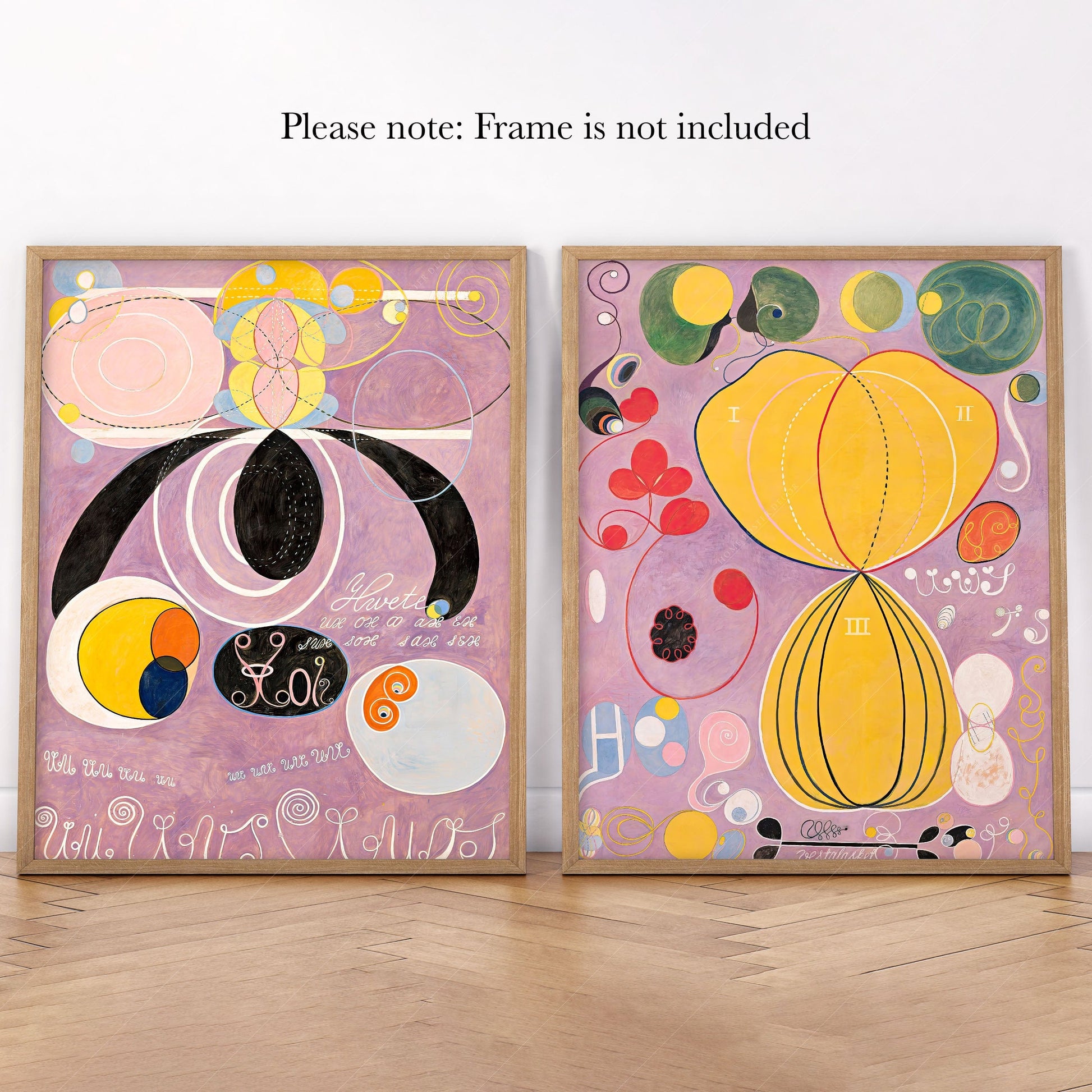 Home Poster Decor Set of 2 2-Piece Abstract by Hilma Af Klint - The Ten Largest | Boho Wall Decor in Old Pink for Modern Aesthetic Gallery and Adulthood