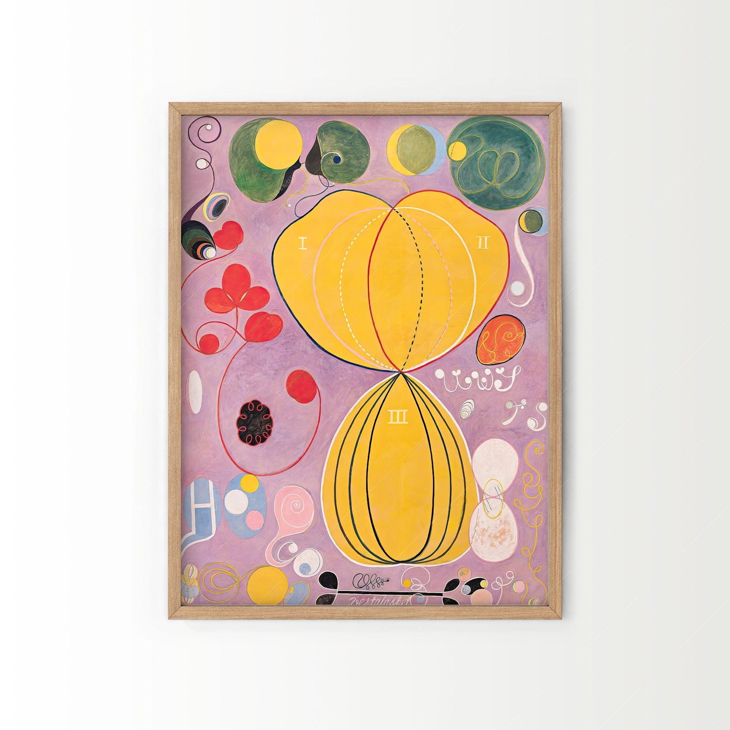 Home Poster Decor Set of 2 2-Piece Abstract by Hilma Af Klint - The Ten Largest | Boho Wall Decor in Old Pink for Modern Aesthetic Gallery and Adulthood