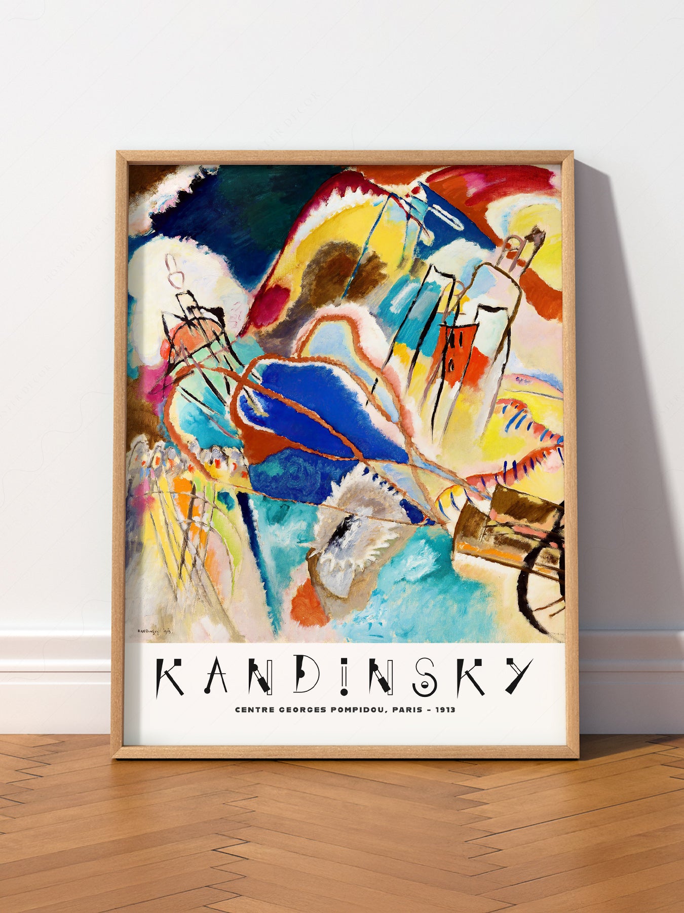 Wassily Kandinsky Improvisation 1913 wall art print displayed in a bright modern living room