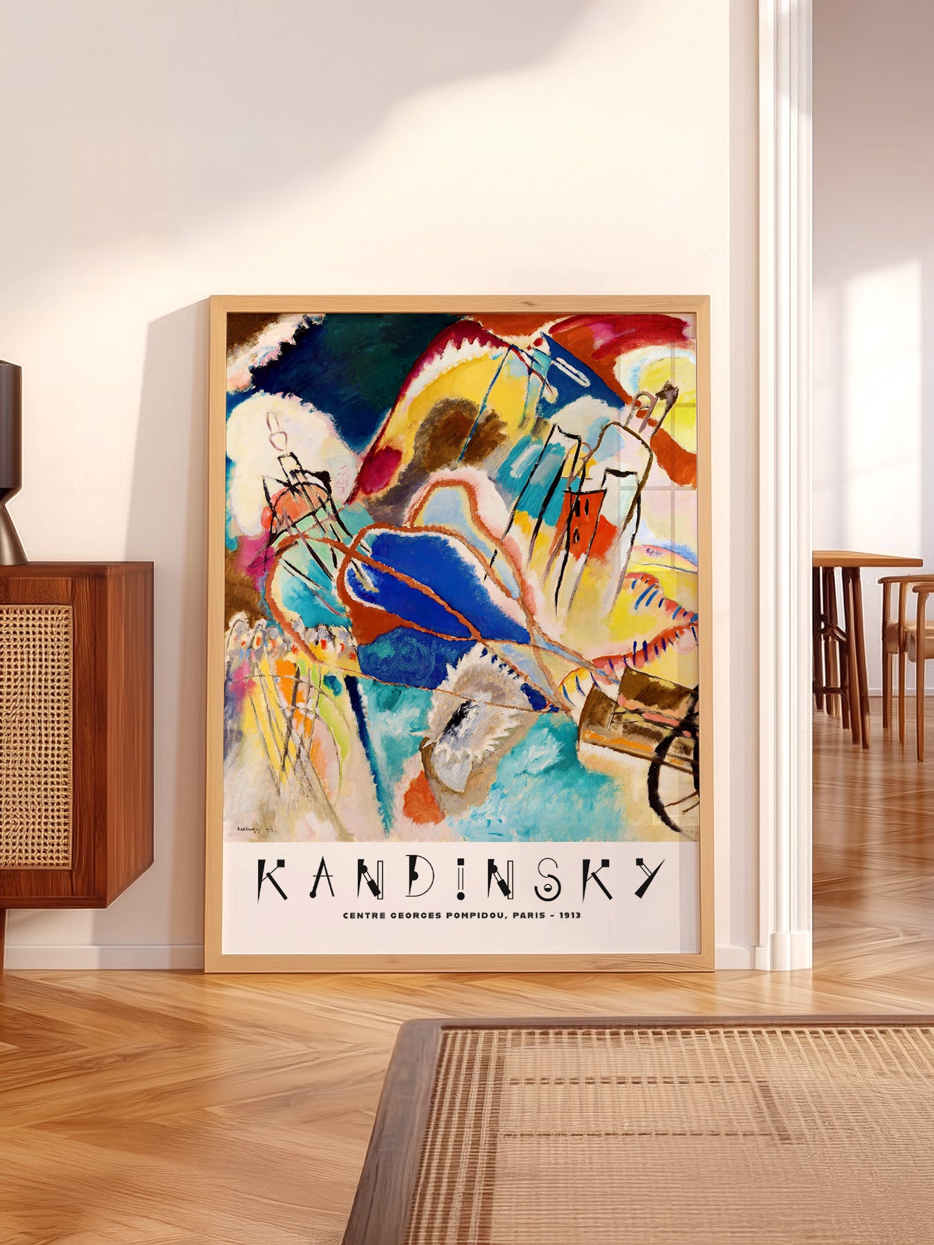 Wassily Kandinsky wall art in a cozy home study or reading room