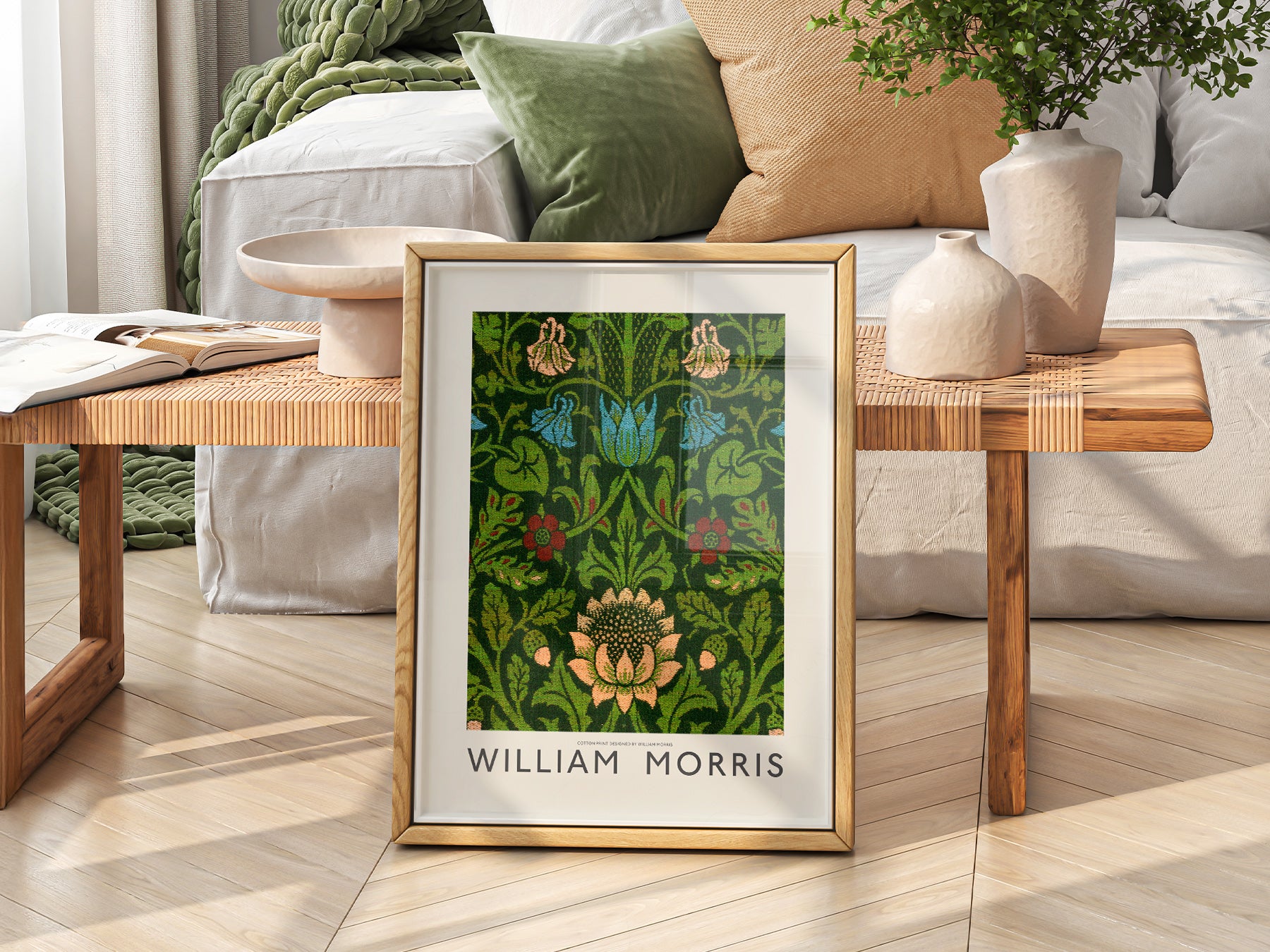 William Morris Floral Cotton print on 100% Cotton Matte Paper – texture detail