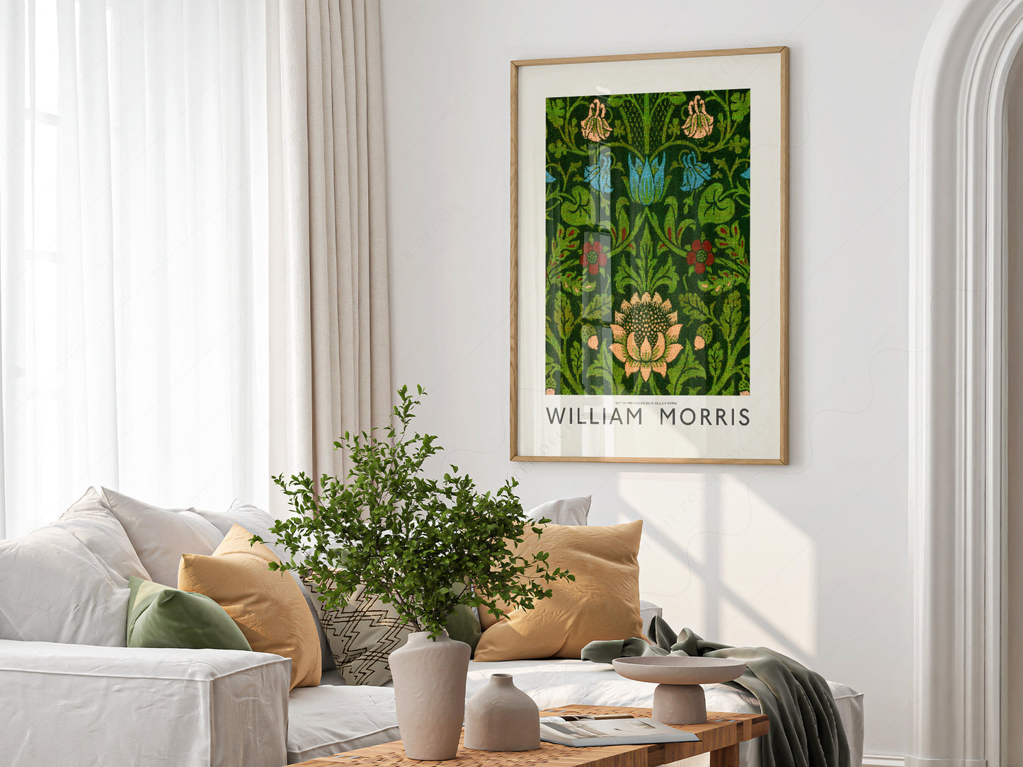 Close-up of William Morris Floral Cotton archival print on Premium Matte Paper