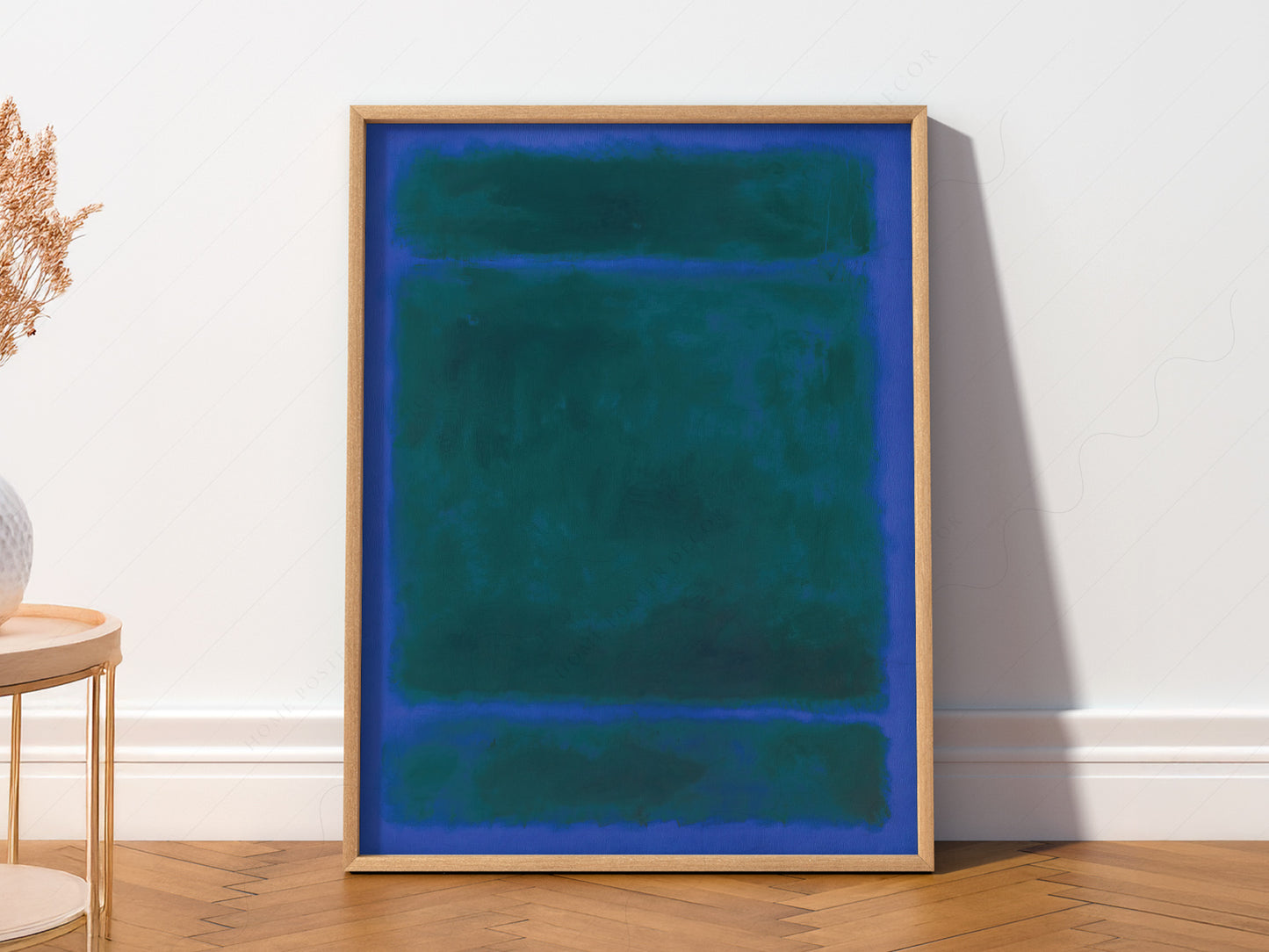 Mark Rothko art print as wall decor in a minimalist home office