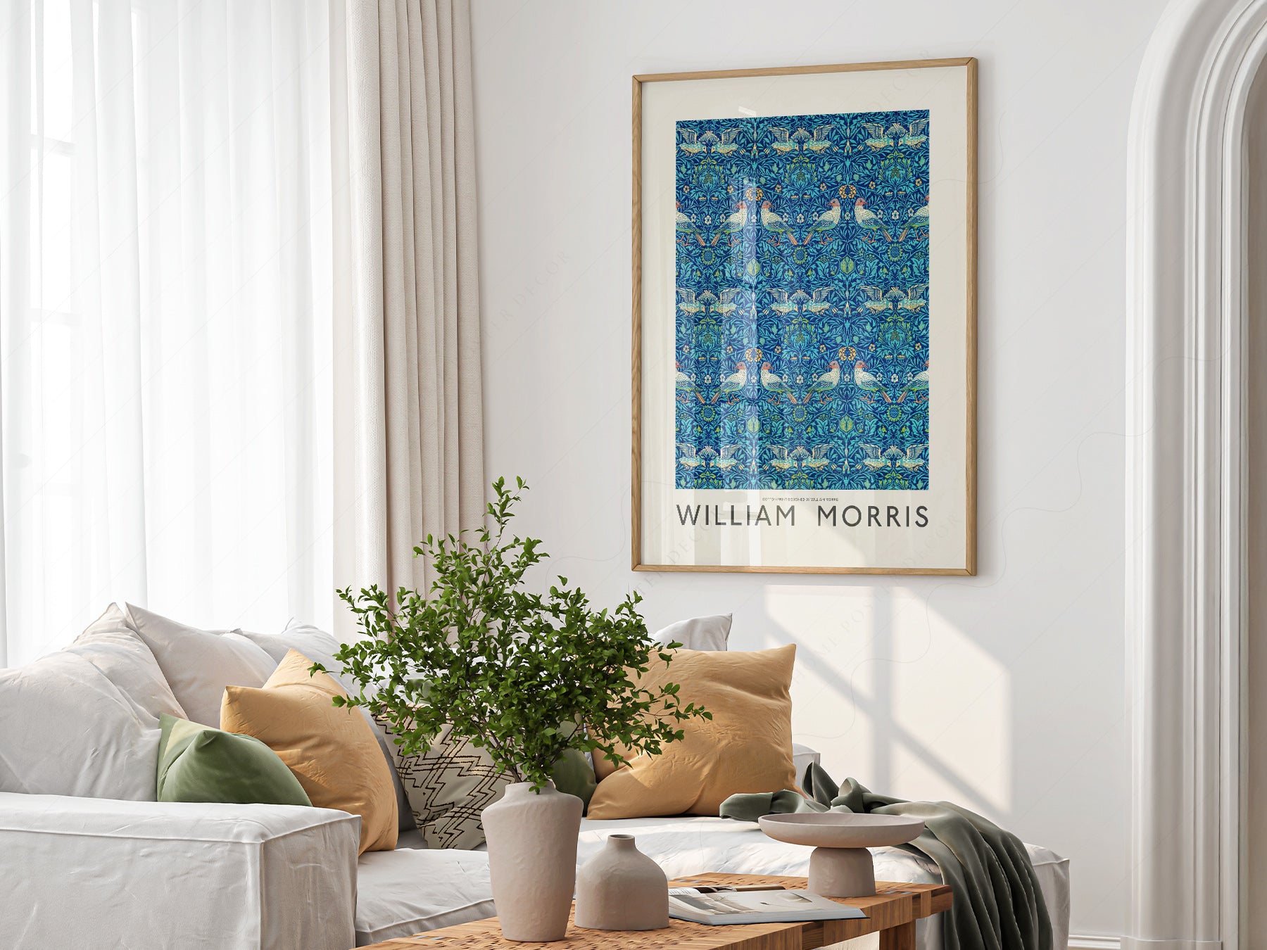 Multiple size options for William Morris Bird Pattern wall art print display