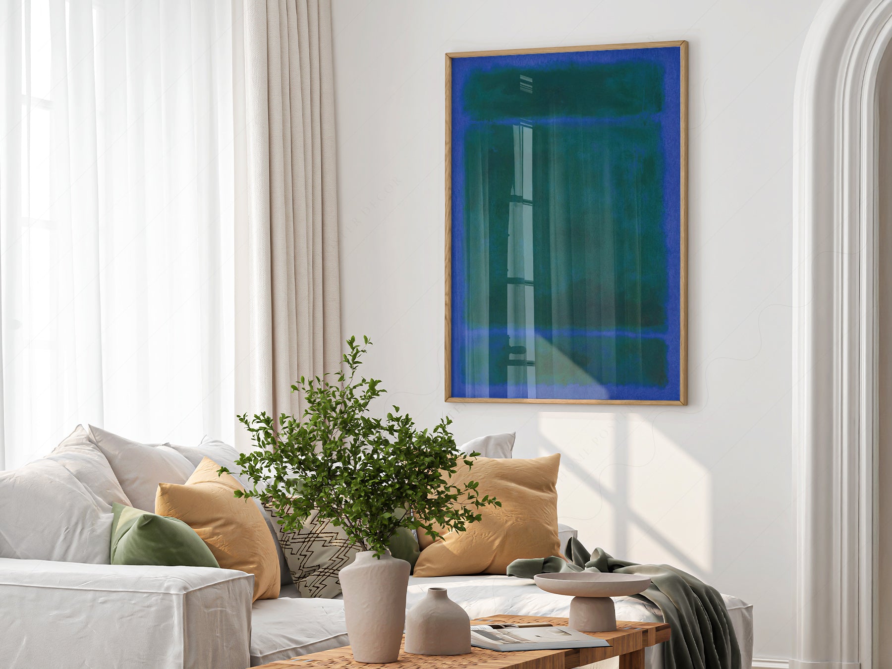 Multiple size options for Mark Rothko Blue Green Untitled wall art print display