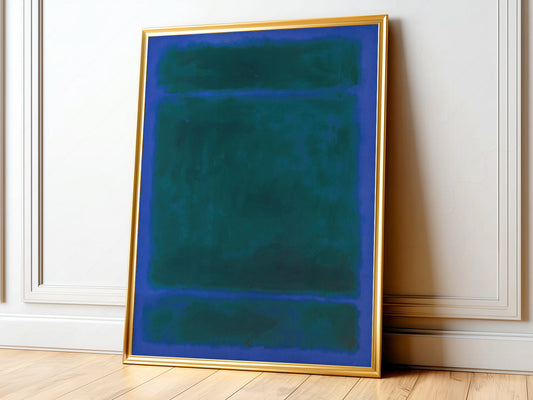 Mark Rothko Untitled abstract art print featuring layered teal and cobalt blue color field rectangles.