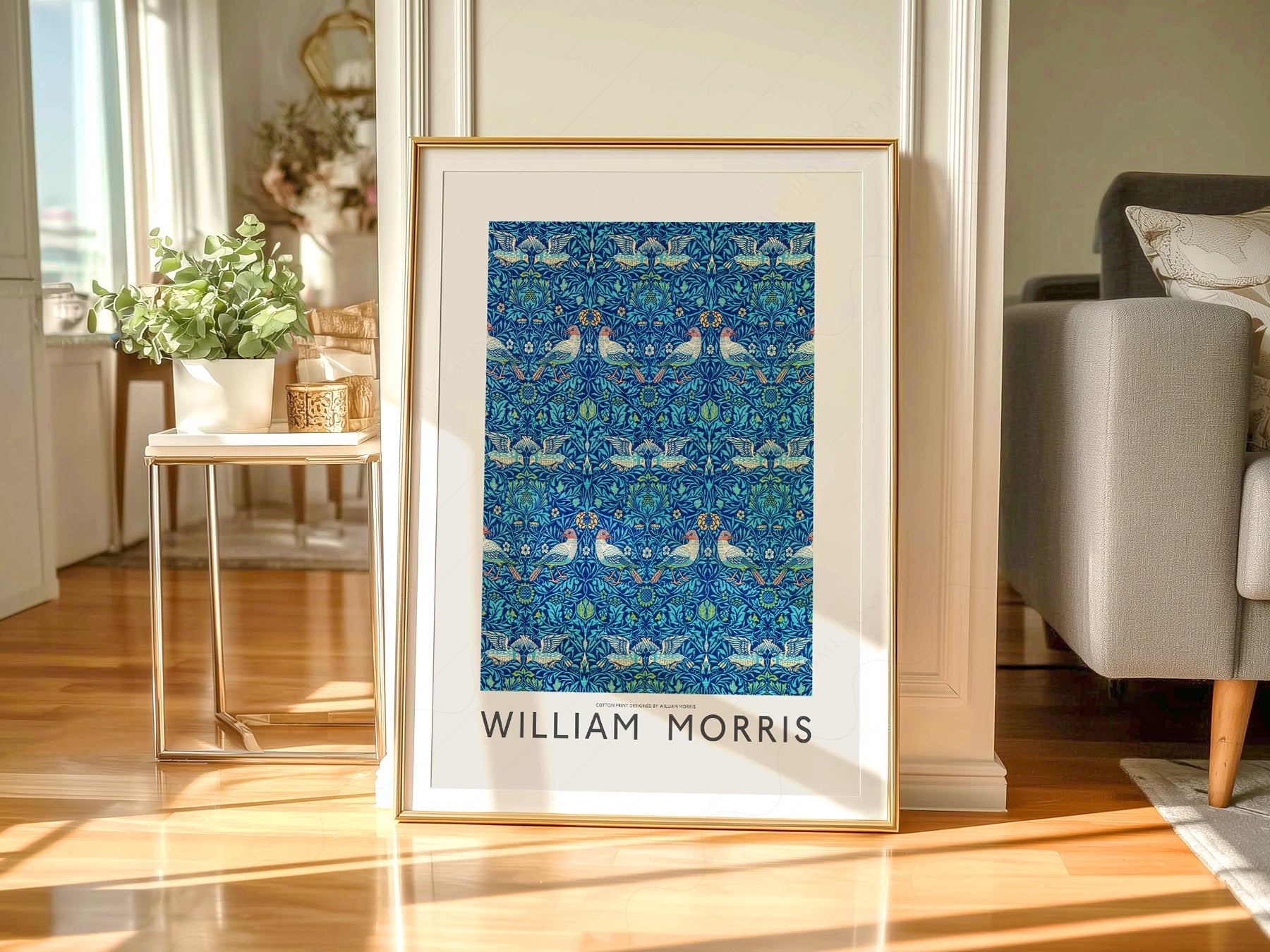 Gallery wall featuring William Morris Bird Pattern fine art print