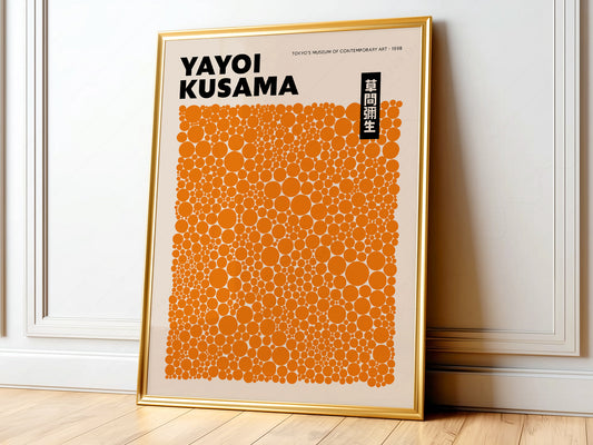Yayoi Kusama Print, Contemporary Wall Decor, Orange Dots