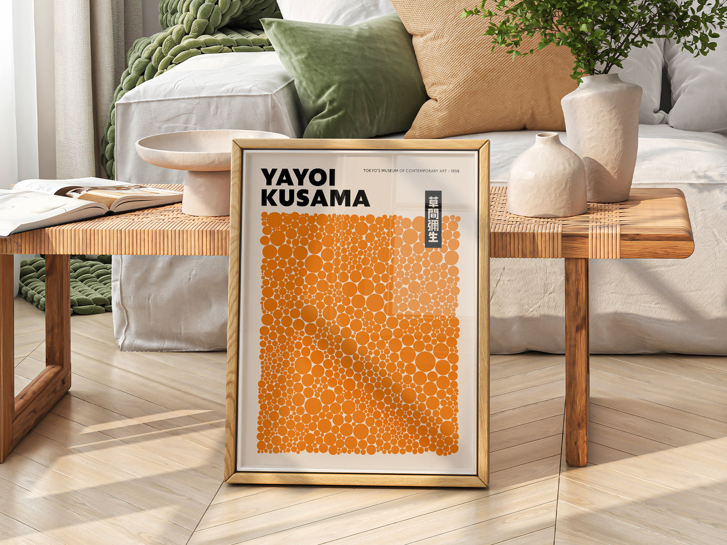 Yayoi Kusama Print, Contemporary Wall Decor, Orange Dots