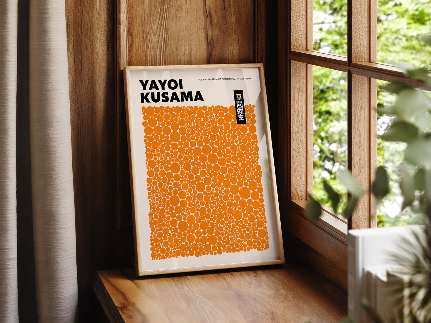 Yayoi Kusama Print, Contemporary Wall Decor, Orange Dots