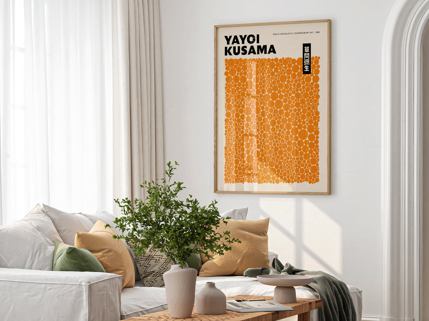 Yayoi Kusama Print, Contemporary Wall Decor, Orange Dots