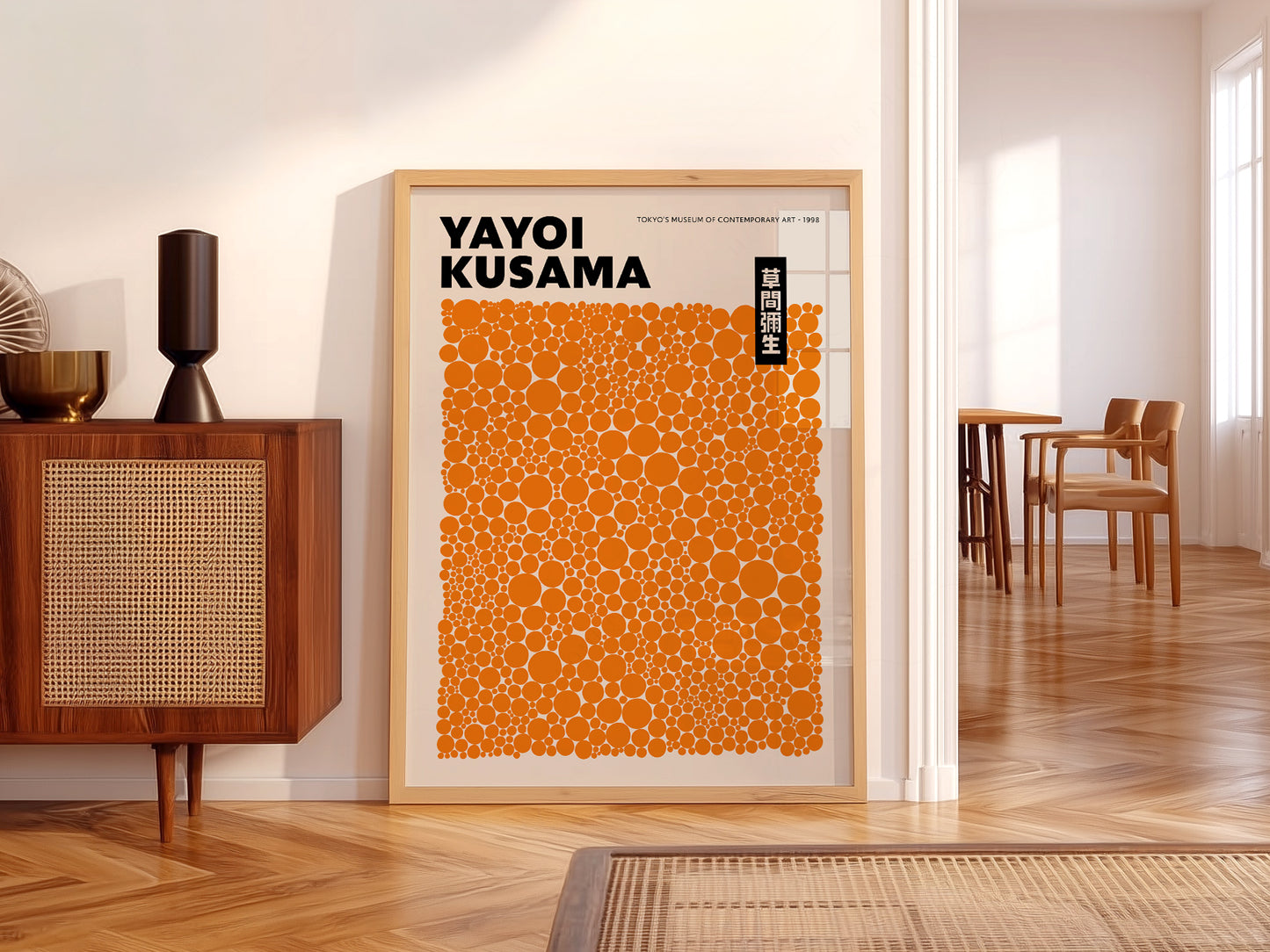 Yayoi Kusama Print, Contemporary Wall Decor, Orange Dots