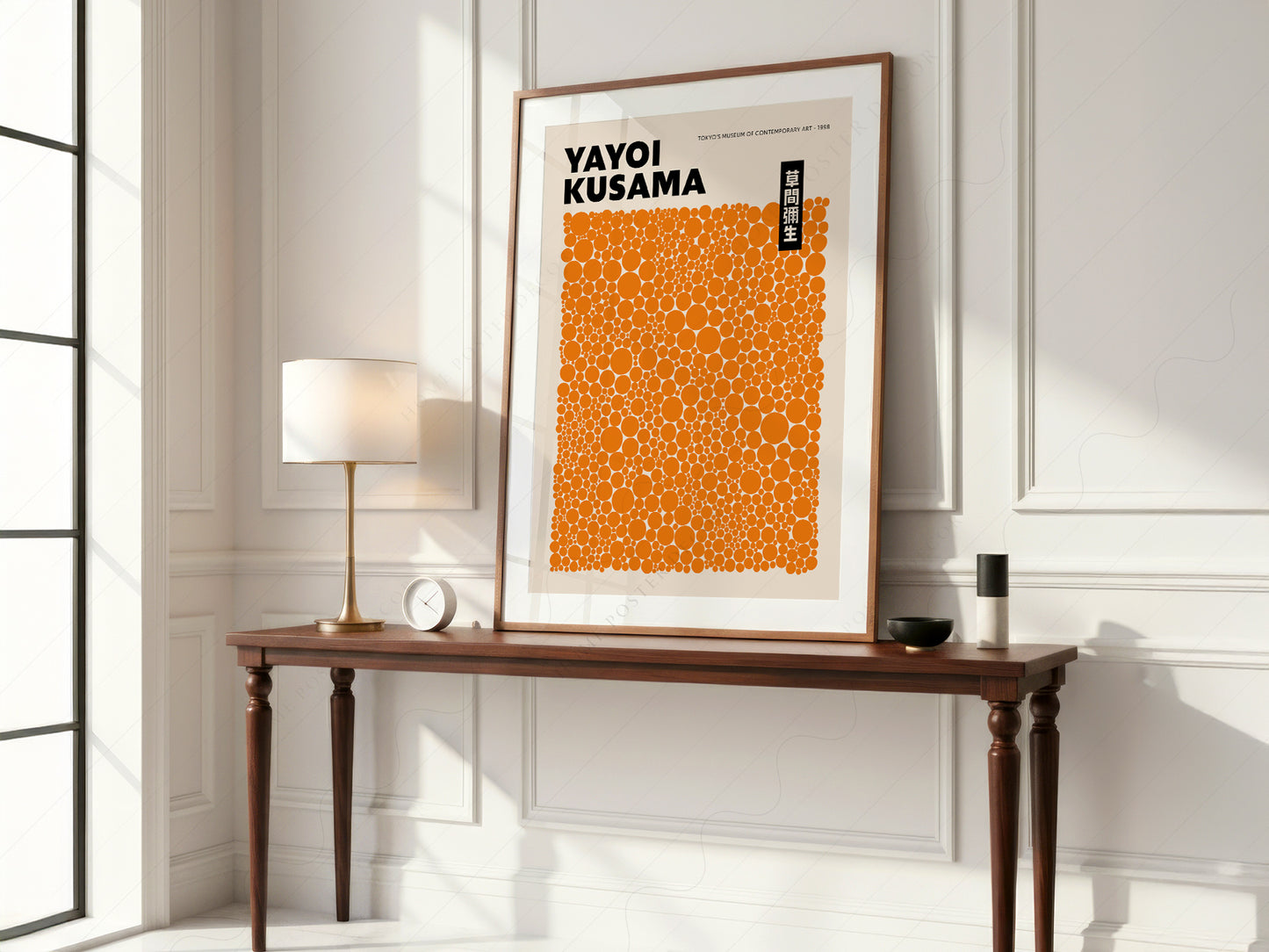 Yayoi Kusama Print, Contemporary Wall Decor, Orange Dots