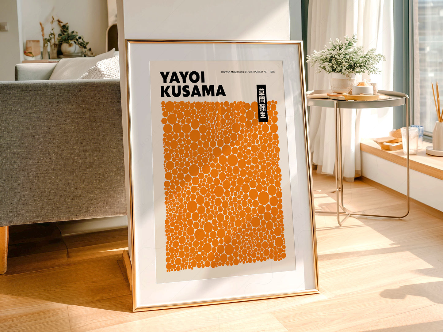 Yayoi Kusama Print, Contemporary Wall Decor, Orange Dots