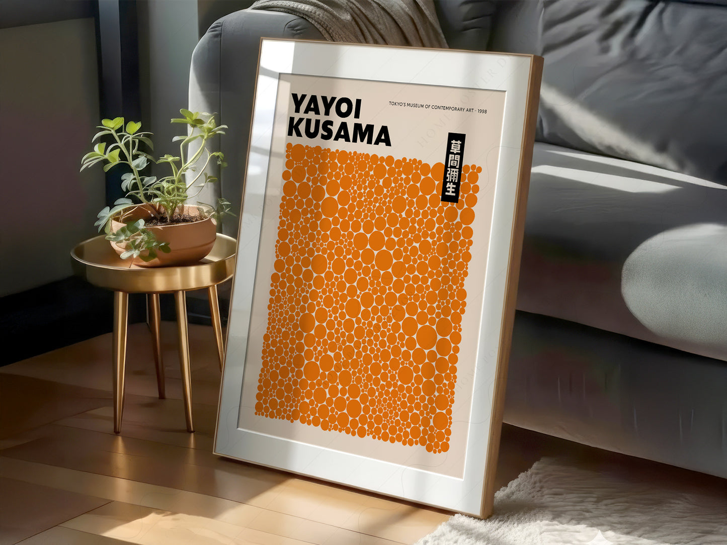 Yayoi Kusama Print, Contemporary Wall Decor, Orange Dots