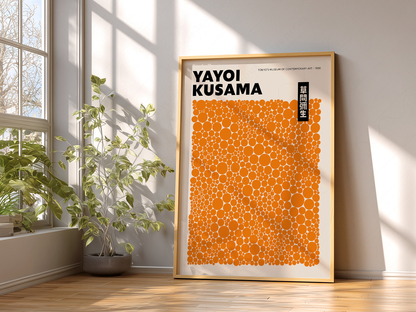 Yayoi Kusama Print, Contemporary Wall Decor, Orange Dots