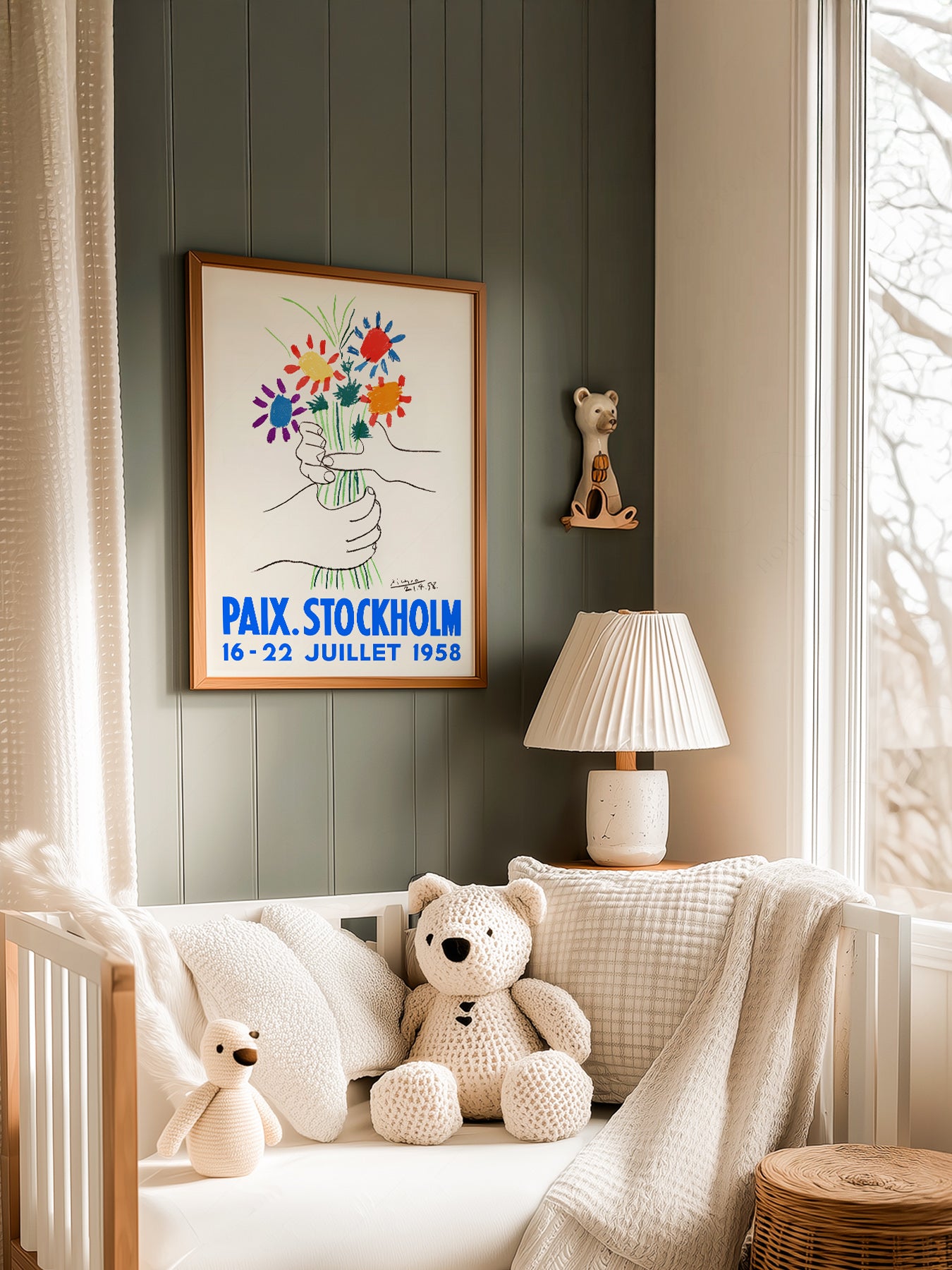 Pablo Picasso Bouquet of Peace in a light-filled Japandi-inspired living space