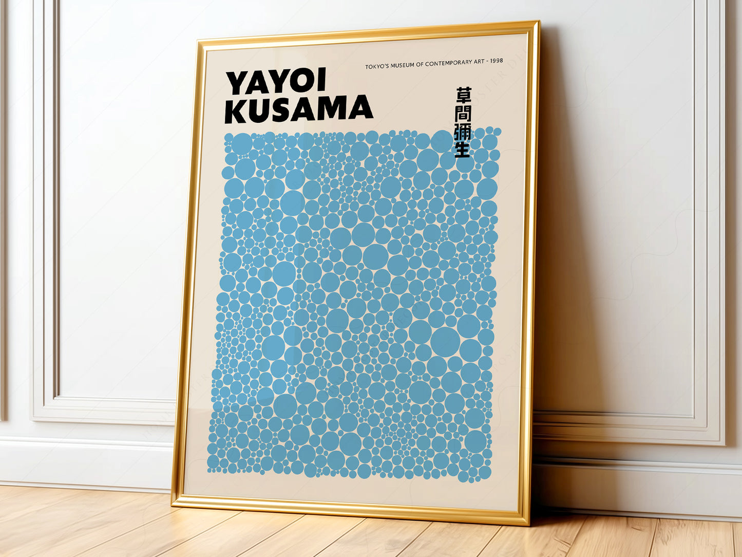 Yayoi Kusama Print, Contemporary Wall Decor, Blue Dots