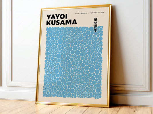 Yayoi Kusama Print, Contemporary Wall Decor, Blue Dots
