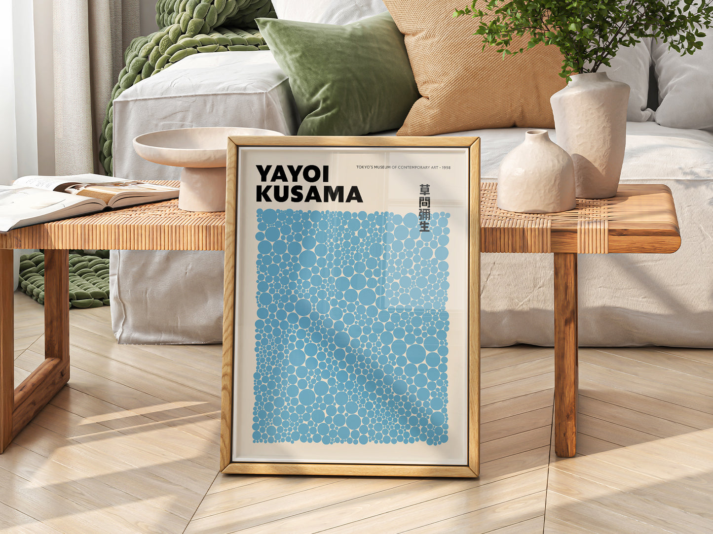 Yayoi Kusama Print, Contemporary Wall Decor, Blue Dots