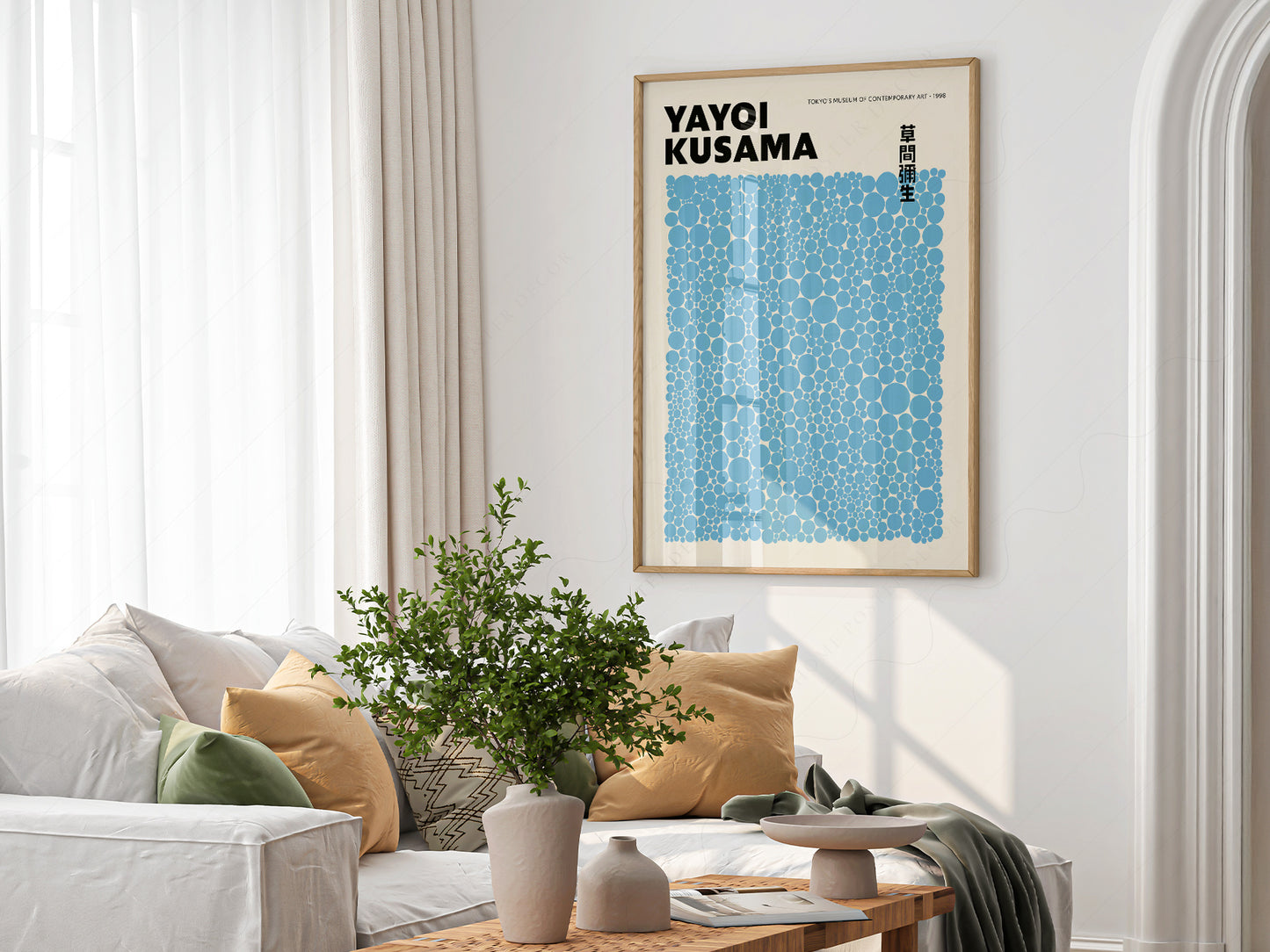 Yayoi Kusama Print, Contemporary Wall Decor, Blue Dots