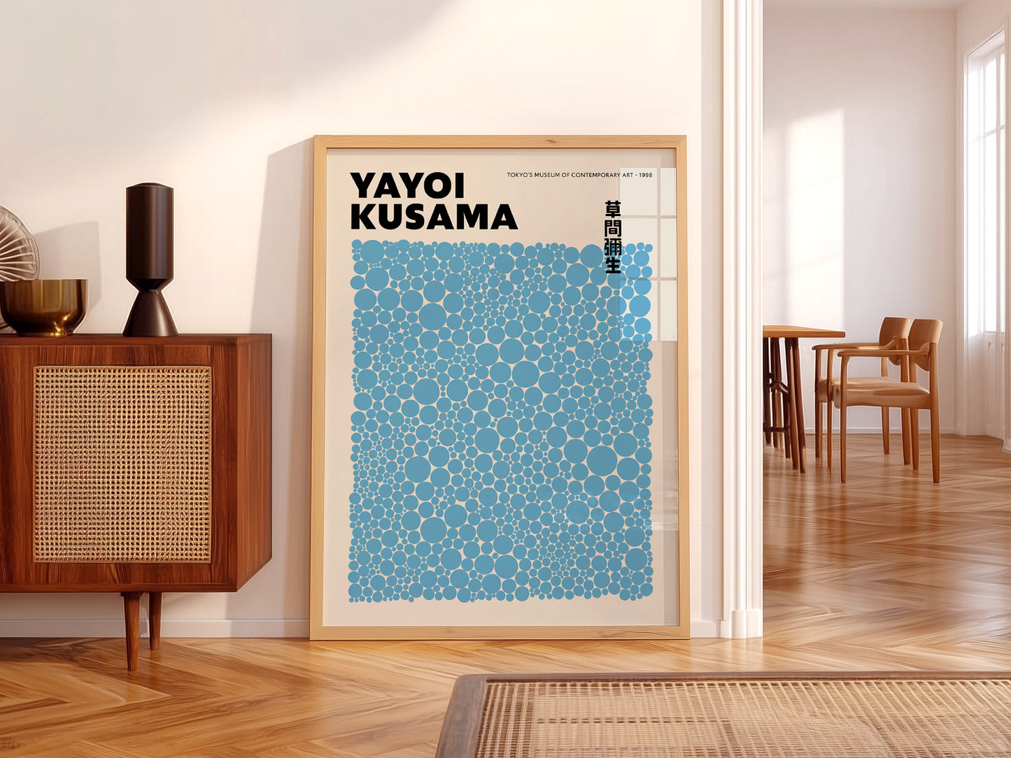 Yayoi Kusama Print, Contemporary Wall Decor, Blue Dots