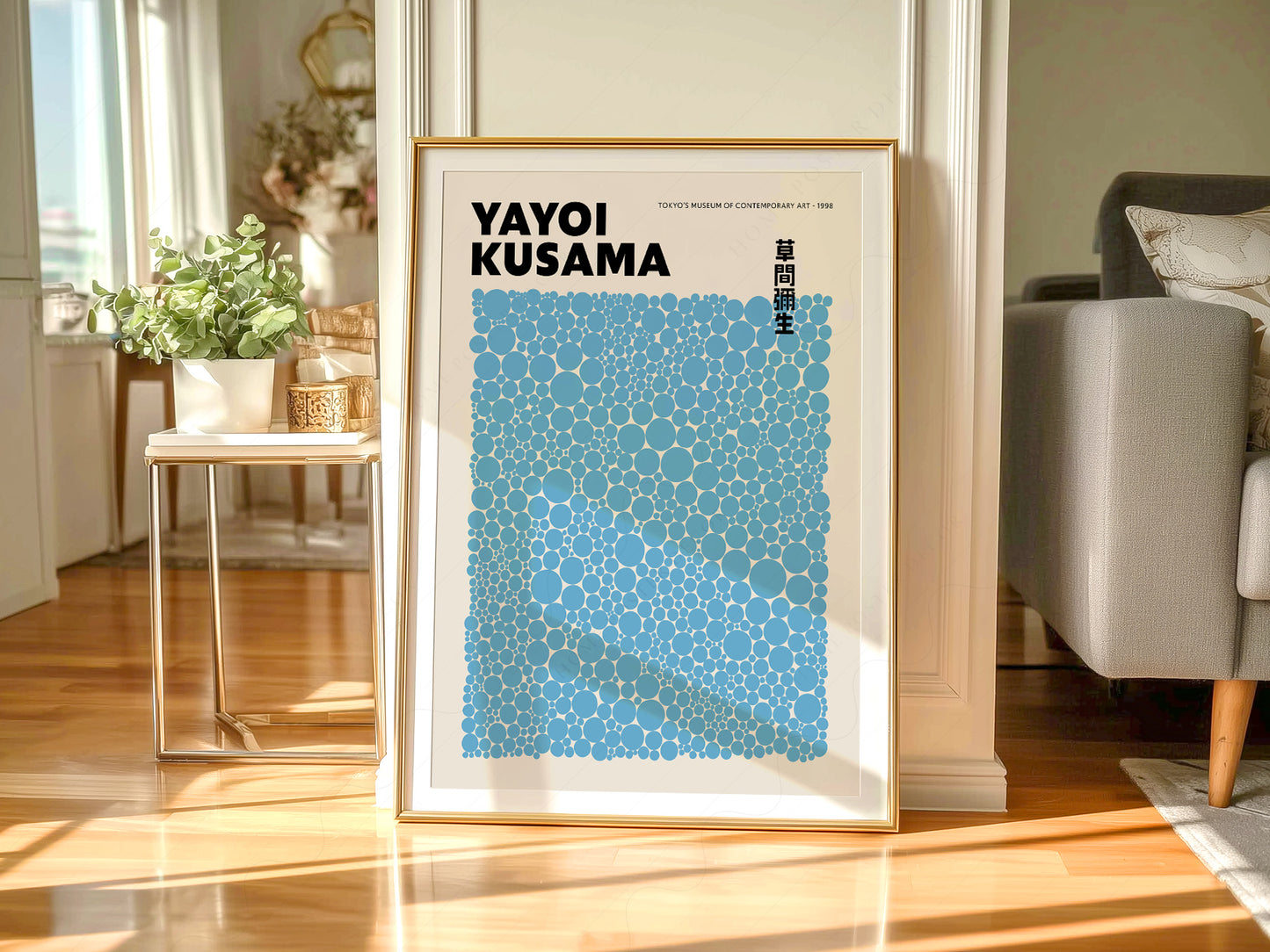 Yayoi Kusama Print, Contemporary Wall Decor, Blue Dots