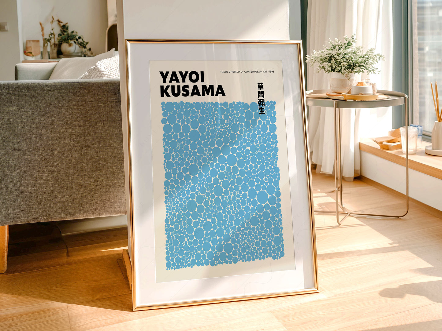 Yayoi Kusama Print, Contemporary Wall Decor, Blue Dots