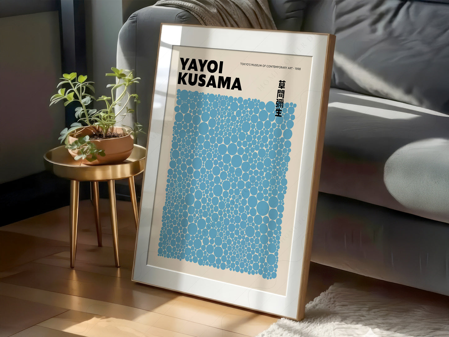 Yayoi Kusama Print, Contemporary Wall Decor, Blue Dots