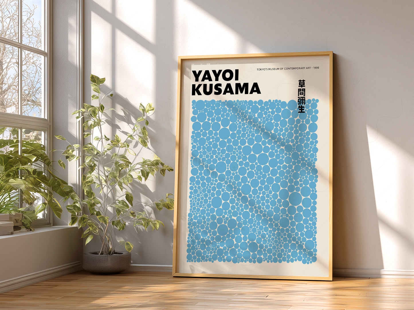 Yayoi Kusama Print, Contemporary Wall Decor, Blue Dots