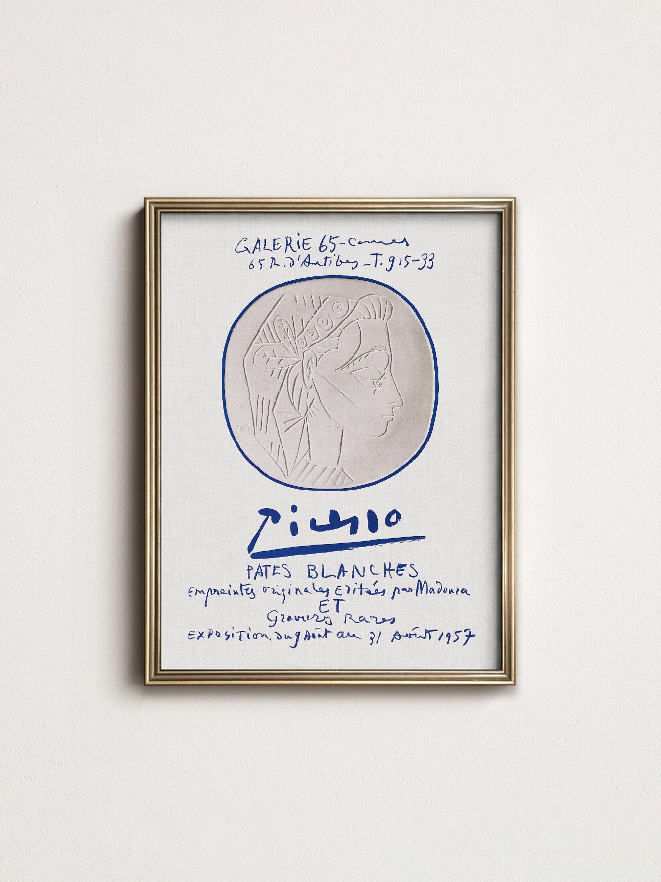 Multiple size options for Pablo Picasso Galerie 65 Pâtes Blanches wall art print display