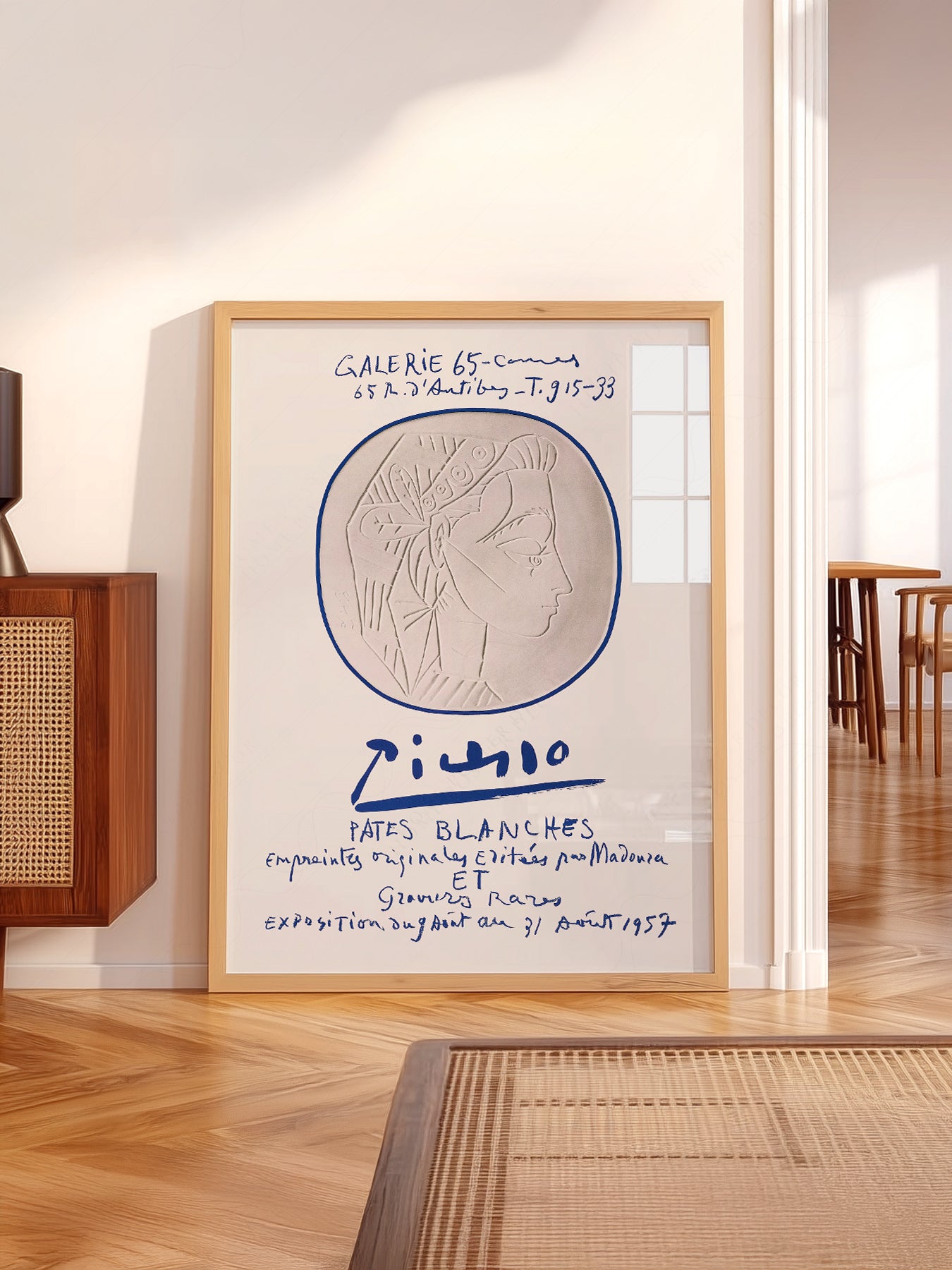 Pablo Picasso wall art in a cozy home study or reading room