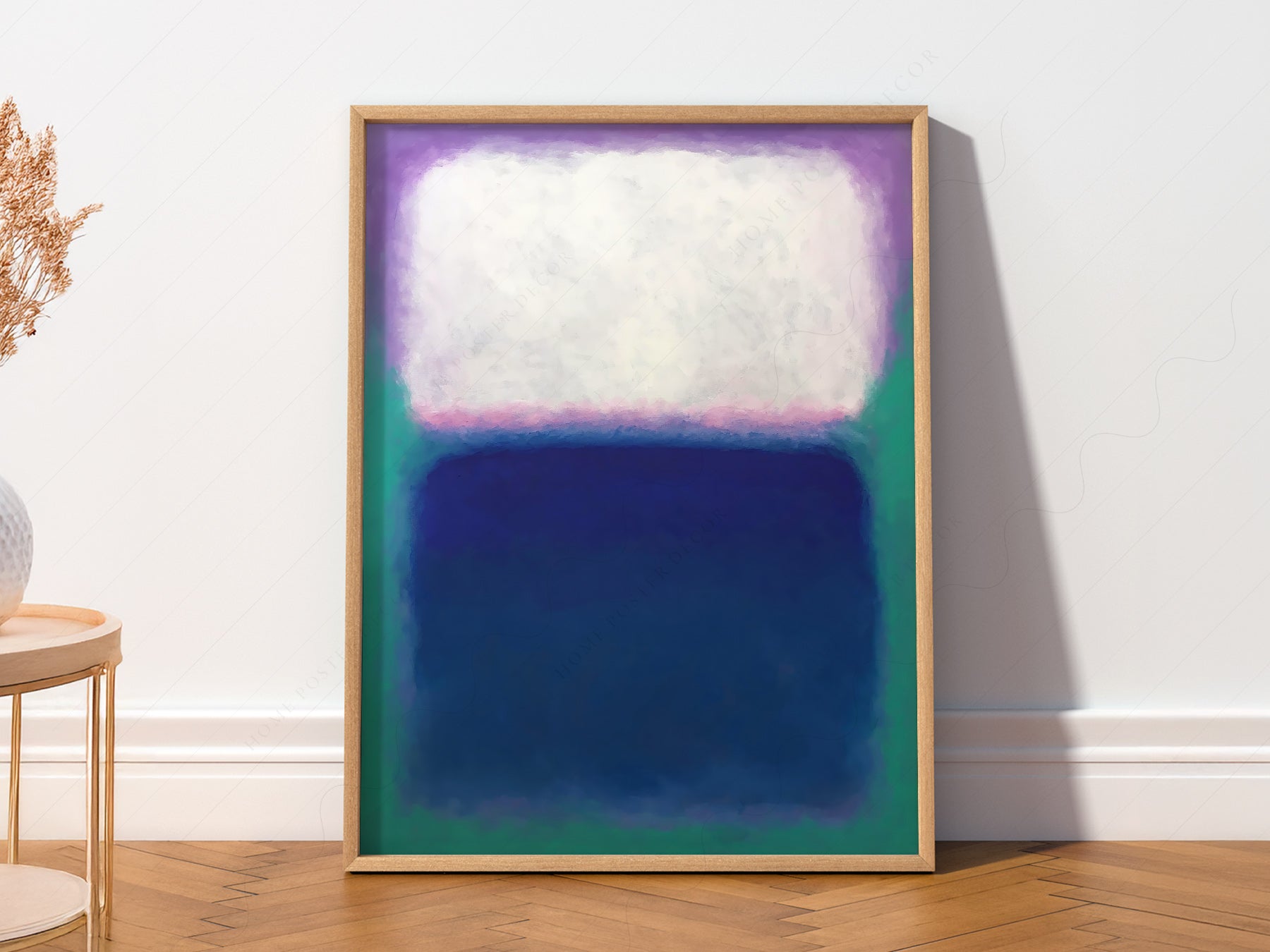 Mark Rothko art print as wall decor in a minimalist home office