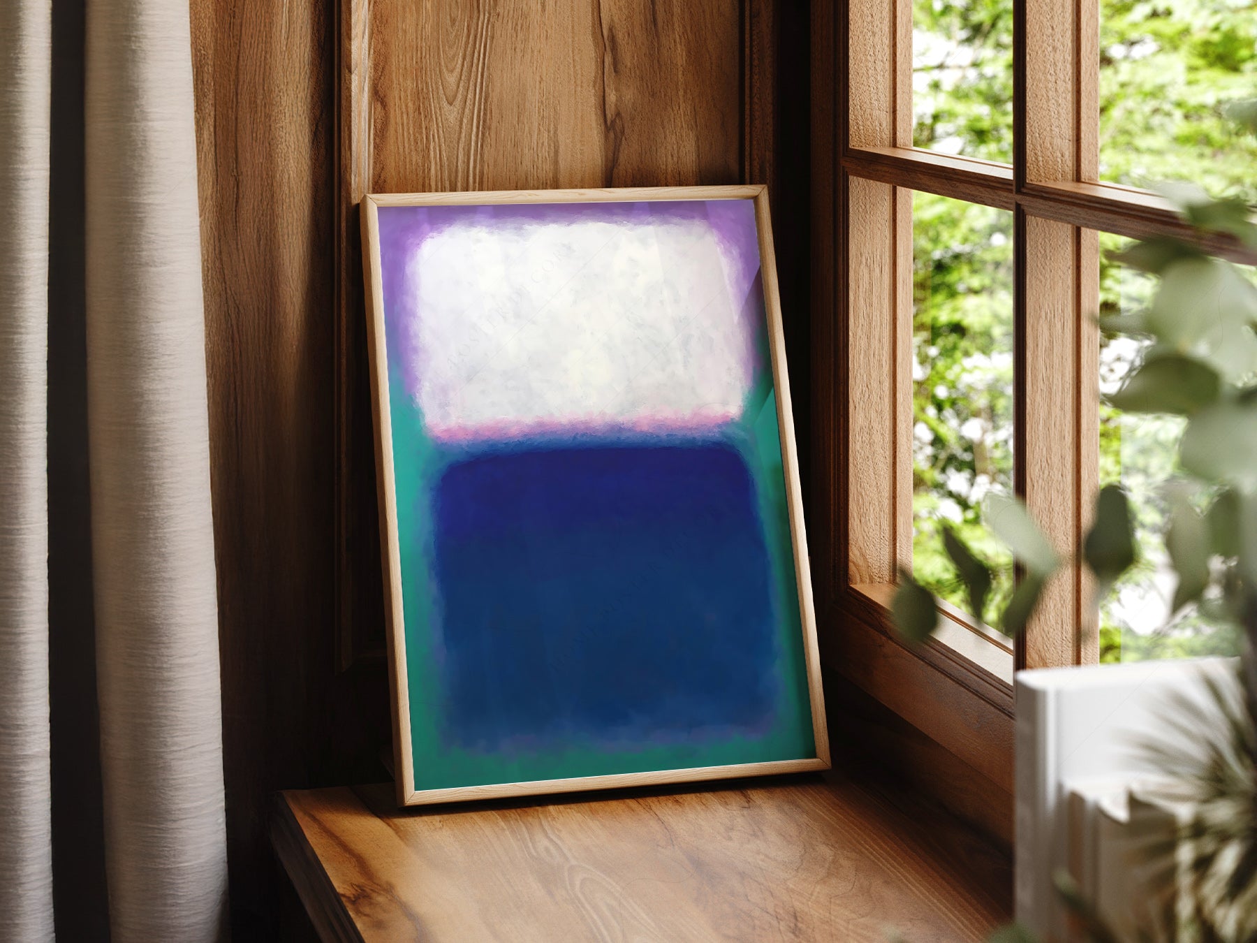 Mark Rothko Untitled Color Field in a light-filled Japandi-inspired living space