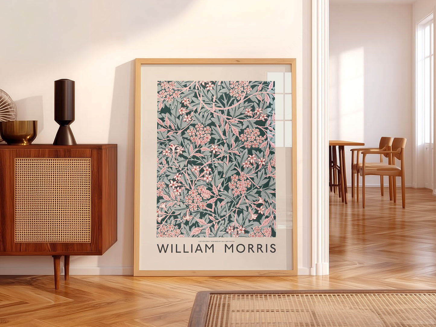 Children's wall art – William Morris Jasmine Flower in a Scandi-style nursery