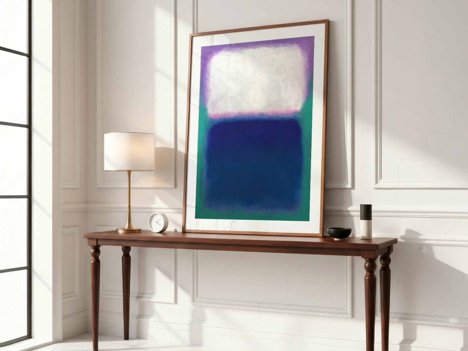 Mark Rothko Untitled Color Field print styled in a mid-century modern dining room