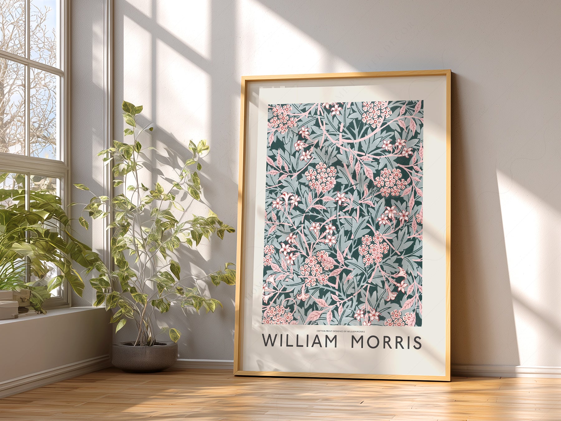 Soft nursery decor – William Morris Jasmine Flower art print in a modern kids room