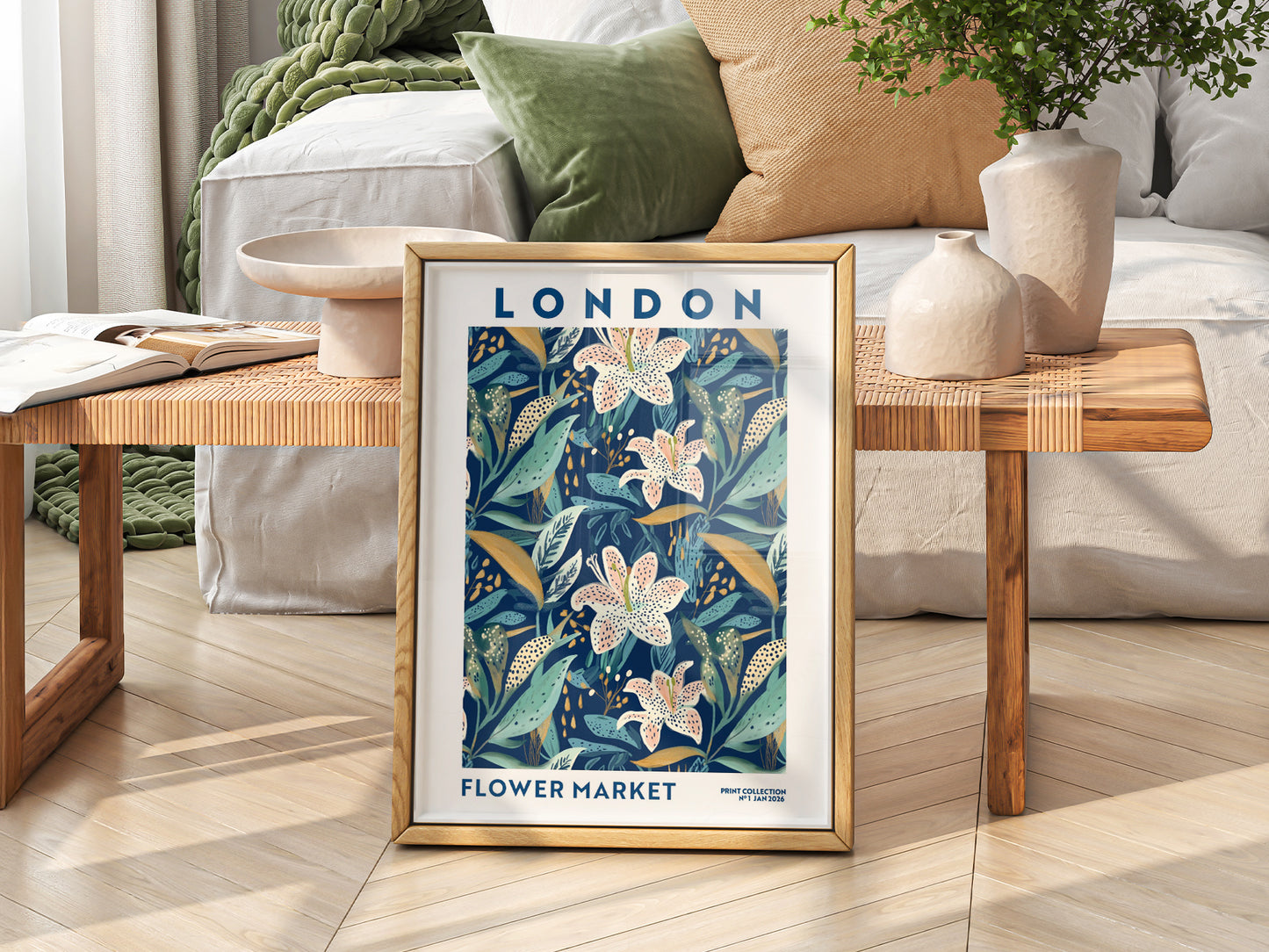 Flower Market London, Floral Wall Art - Fall Collection Blue