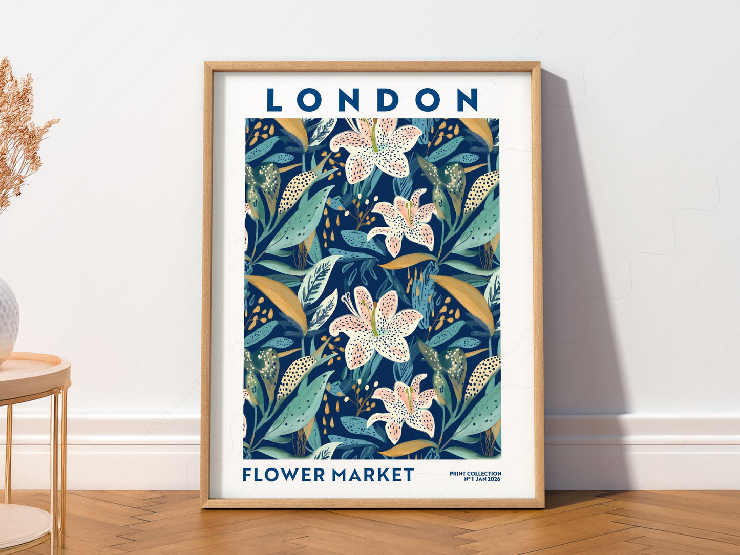 Flower Market London, Floral Wall Art - Fall Collection Blue
